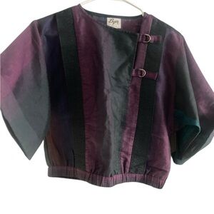 VTG 80s Top-Byer of California Purple and Black Boxy Top with great details! M